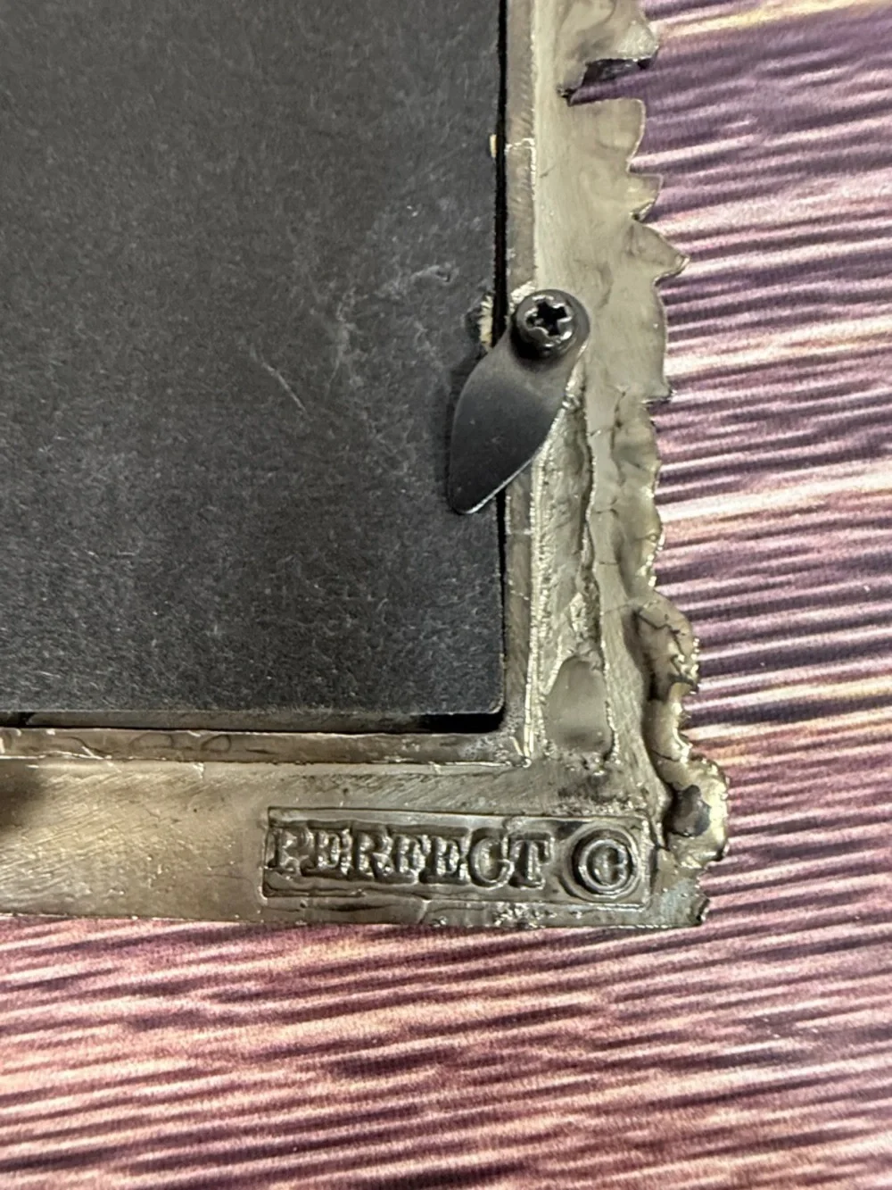 Perfect Art Nouveau Pewter Garden Theme Silver Photo Frame. Watering Can Flowers